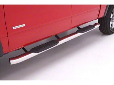 5-Inch Oval Curved Nerf Side Step Bars; Polished Stainless (07-18 Sierra 1500 Crew Cab)