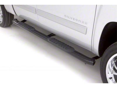 5-Inch Oval Curved Nerf Side Step Bars; Black (07-18 Sierra 1500 Extended/Double Cab)