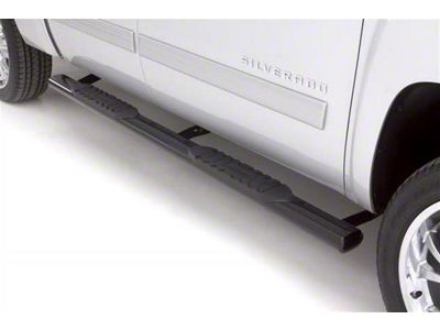 5-Inch Oval Straight Nerf Side Step Bars; Black (07-18 Sierra 1500 Extended/Double Cab)