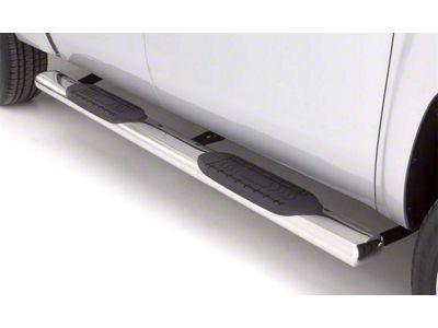 6-Inch Oval Straight Nerf Side Step Bars; Polished Stainless (07-18 Sierra 1500 Extended/Double Cab)