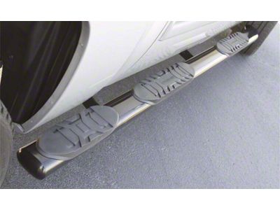 5-Inch Oval Wheel-To-Wheel Nerf Side Step Bars; Polished Stainless (19-24 Sierra 1500 Crew Cab w/ 5.80-Foot Short Box)