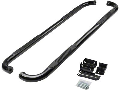 3-Inch Round Side Step Bars; Black (99-18 Sierra 1500 Extended/Double Cab)