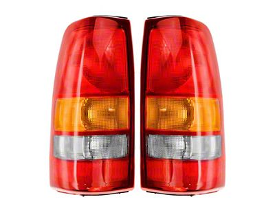 Tail Lights; Chrome Housing; Red Clear Lens (99-03 Sierra 1500 Fleetside)