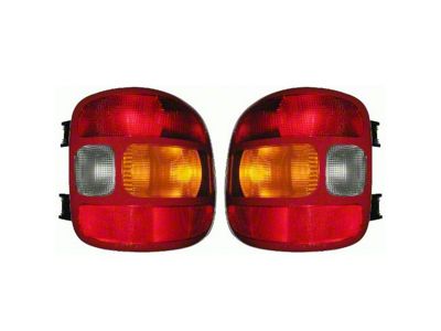 Tail Lights; Chrome Housing; Red/Clear Lens (99-03 Sierra 1500 Stepside)