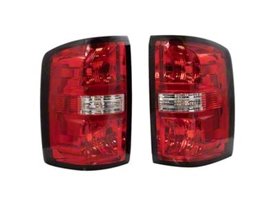 Tail Lights; Chrome Housing; Red Lens (14-18 Sierra 1500 w/ Factory Halogen Tail Lights)