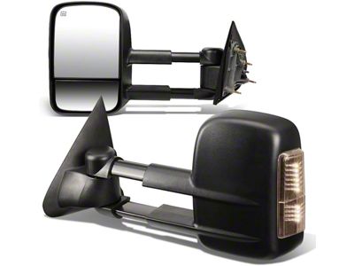 Towing Mirror; Powered; Heated; Smoked Signal; Black; Pair (14-17 Sierra 1500)