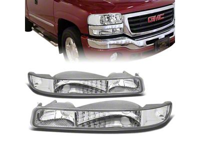 Turn Signal Bumper Lights with Clear Corners; Chrome (99-06 Sierra 1500, Excluding C3 & Denali)