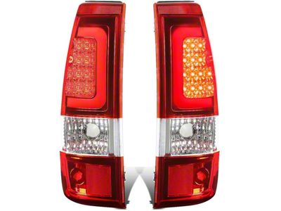 U-Halo LED Tail Lights; Chrome Housing; Red Lens (03-06 Sierra 1500 Fleetside)