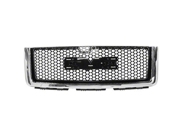 Upper Replacement Grille; Chrome/Gloss Black (07-13 Sierra 1500)