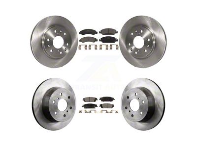 Vented 6-Lug Brake Rotor and Ceramic Pad Kit; Front and Rear (14-18 Sierra 1500)