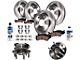 Vented 6-Lug Brake Rotor, Pad, Brake Fluid, Clear and Wheel Hub Assembly Kit; Front and Rear (07-13 2WD Sierra 1500 w/ Rear Disc Brakes)