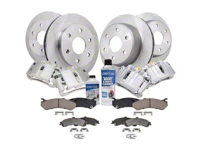 Vented 6-Lug Brake Rotor, Pad, Caliper, Brake Fluid and Cleaner Kit; Front and Rear (01-06 Sierra 1500 w/ Dual Piston Rear Calipers)