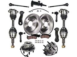 Vented 6-Lug Brake Rotor, Pad, CV Axles, Wheel Hub Assemblies, Idler Arm, Pitman Arm and Tie Rod Kit; Front (99-06 4WD Sierra 1500 w/ Rear Disc Brakes)