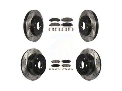 Vented 6-Lug Brake Rotor and Semi-Metallic Pad Kit; Front and Rear (14-18 Sierra 1500)