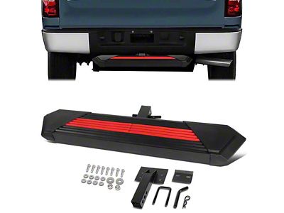 2-Inch Receiver Hitch Step; Black/Red (Universal; Some Adaptation May Be Required)