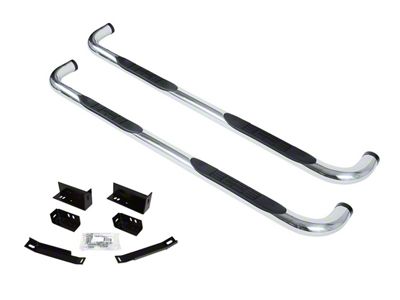 Go Rhino 3-Inch 4000 Series Cab Length Side Step Bars; Polished (15-19 Sierra 2500 HD Double Cab)