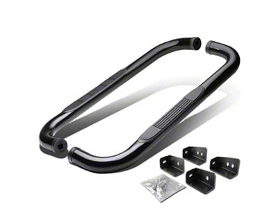 3-Inch Round Side Step Bars; Black (07-19 Sierra 2500 HD Regular Cab)