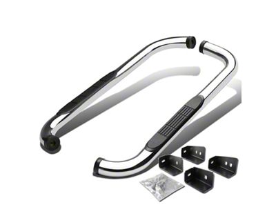 3-Inch Round Side Step Bars; Stainless Steel (01-19 Sierra 2500 HD Regular Cab)