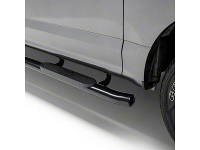 4-Inch Oval Side Step Bars; Black (07-14 Sierra 2500 HD Crew Cab)