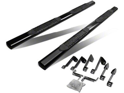 4-Inch Straight Nerf Side Step Bars; Black (07-14 Sierra 2500 HD Crew Cab)