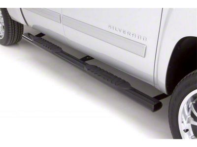 5-Inch Oval Straight Nerf Side Step Bars; Black (20-24 Sierra 2500 HD Crew Cab)