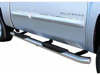 5-Inch Premium Oval Side Step Bars; Body Mount; Stainless Steel (07-14 Sierra 2500 HD Crew Cab)