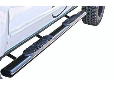 5-Inch Straight Oval Side Step Bars; Rocker Mount; Semi-Gloss Black (07-19 Sierra 2500 HD Crew Cab)