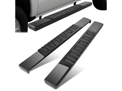 6-Inch Wide Flat Running Boards; Black (07-19 6.0L Sierra 2500 HD Regular Cab)