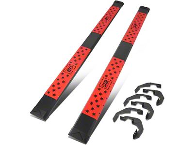 6.50-Inch Flat Step Bar Running Boards; Black/Red (07-19 Sierra 2500 HD Extended/Double Cab)