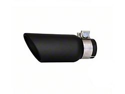 Angled Cut Rolled End Round Exhaust Tip; 4-Inch; Black (Fits 2.75-Inch Tailpipe)