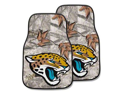 Carpet Front Floor Mats with Jacksonville Jaguars Logo; Camo (Universal; Some Adaptation May Be Required)