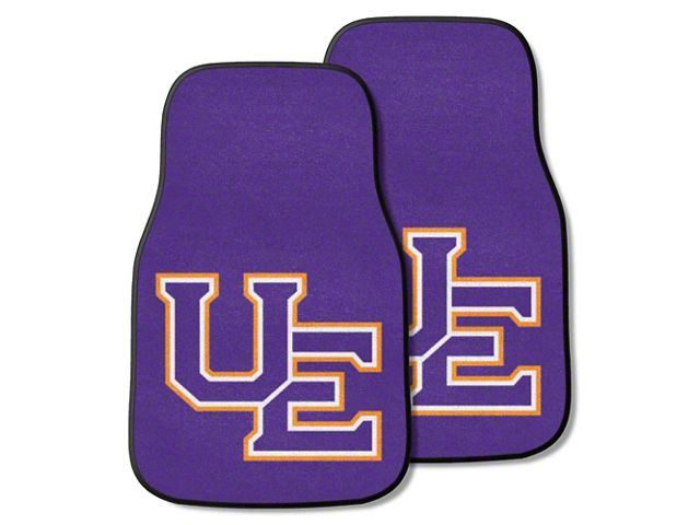 Carpet Front Floor Mats with University of Evansville Logo; Purple (Universal; Some Adaptation May Be Required)