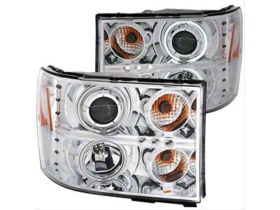 CCFL Halo Projector Headlights; Chrome Housing; Clear Lens (07-14 Sierra 2500 HD)