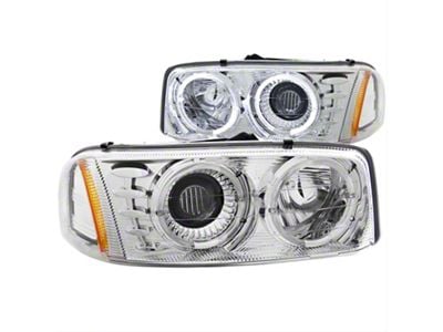 CCFL Halo Projector Headlights; Chrome Housing; Clear Lens (01-06 Sierra 2500 HD)