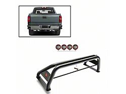 Classic Roll Bar with 5.30-Inch Red Round Flood LED Lights; Black (07-24 Sierra 2500 HD)