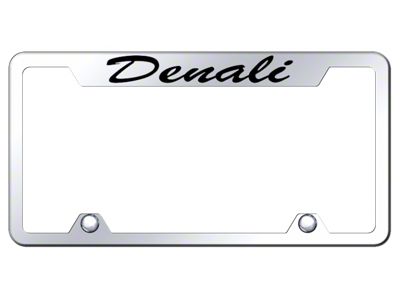Denali Script Laser Etched Truck License Plate Frame; Mirrored (Universal; Some Adaptation May Be Required)