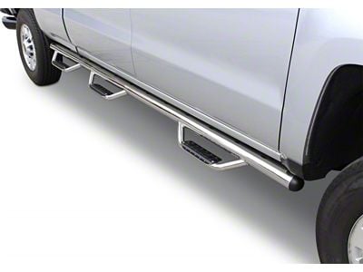 Go Rhino Dominator D3-1 Piece Wheel-to-Wheel Side Step Bars; Polished (11-14 6.6L Duramax Sierra 2500 HD Extended Cab w/ 8-Foot Long Box)