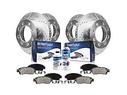 Drilled and Slotted 8-Lug Brake Rotor, Pad, Brake Fluid and Cleaner Kit; Front and Rear (07-10 Sierra 2500 HD)