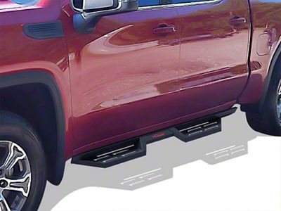 Drop Down Style Nerf Side Step Bars; Matte Black (20-24 Sierra 2500 HD Crew Cab)