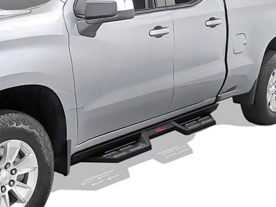 Drop Down Style Nerf Side Step Bars; Matte Black (20-24 Sierra 2500 HD Double Cab)