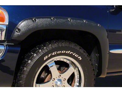 Elite Series Rivet Style Fender Flares; Front; Smooth Black (01-06 Sierra 2500 HD)