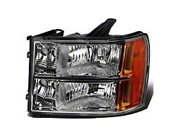 Factory Style Headlight; Chrome Housing; Clear Lens; Driver Side (07-14 Sierra 2500 HD)