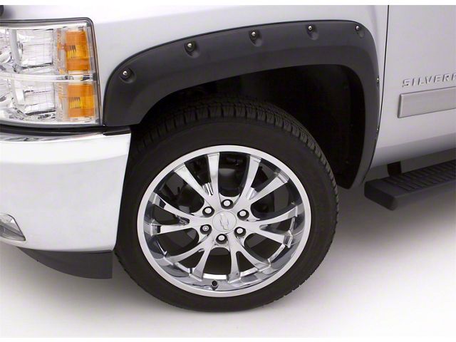 Elite Series Rivet Style Fender Flares; Front and Rear; Smooth Black (07-14 Sierra 2500 HD SRW)