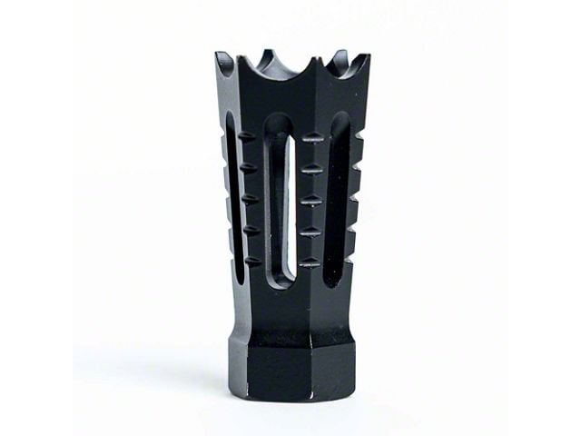 Flared/Spiked Door Breacher Design AR-15 Rifle Barrel Antenna Tip Flash Hider; Black (Universal; Some Adaptation May Be Required)