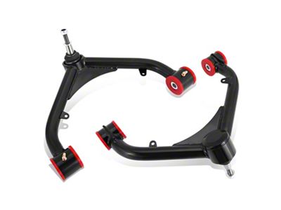 Front Upper Control Arms for 2 to 4-Inch Lift; Black/Red (07-10 Sierra 2500 HD)