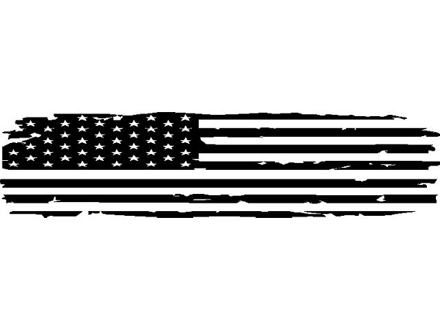 Full Rear Glass Tattered Flag Decal; Gloss Black (07-24 Sierra 2500 HD)