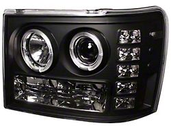 Halo Projector Headlights; Black Housing; Clear Lens (07-14 Sierra 2500 HD)