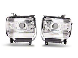 Projector Headlights with Clear Corner Lights; Chrome Housing; Clear Lens (15-17 Sierra 2500 HD w/ Factory Halogen Headlights)