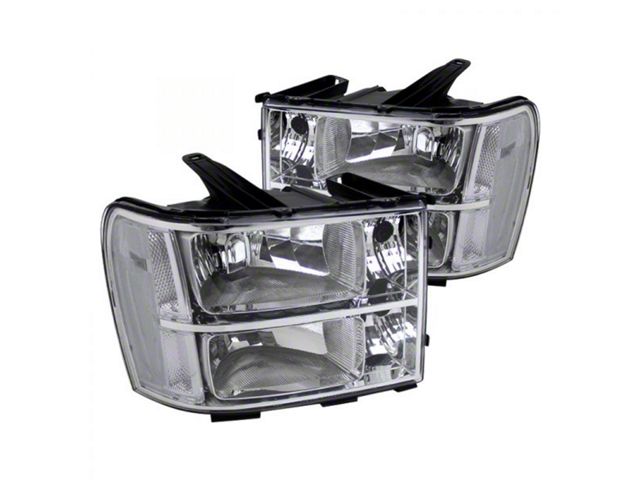 Factory Style Headlights; Chrome Housing; Clear Lens (07-14 Sierra 2500 HD)