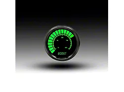 LED Analog Bargraph Boost Gauge with Black Bezel; 2-1/16-Inch; Green; 0-60 PSI (Universal; Some Adaptation May Be Required)